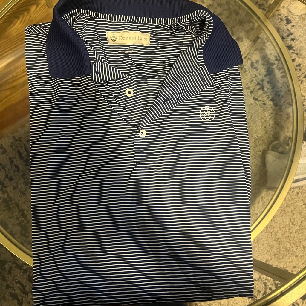 Donald Ross Navy And White Striped Polo - Men’s - Size Xl- Short Sleeves